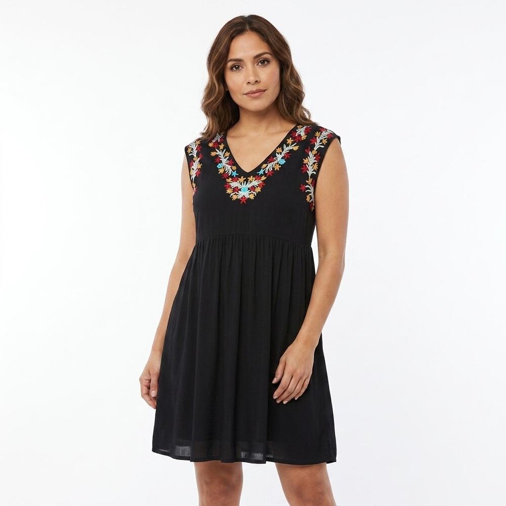 VELZERA Black Shift Short Dress Women Sleeveless Knit Size S